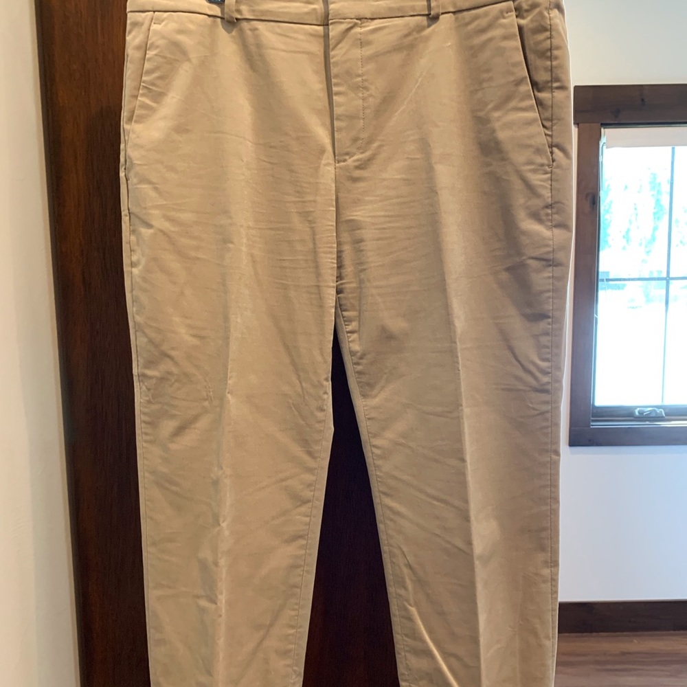 Banana Republic Avery crushed velvet look cream stretch slacks